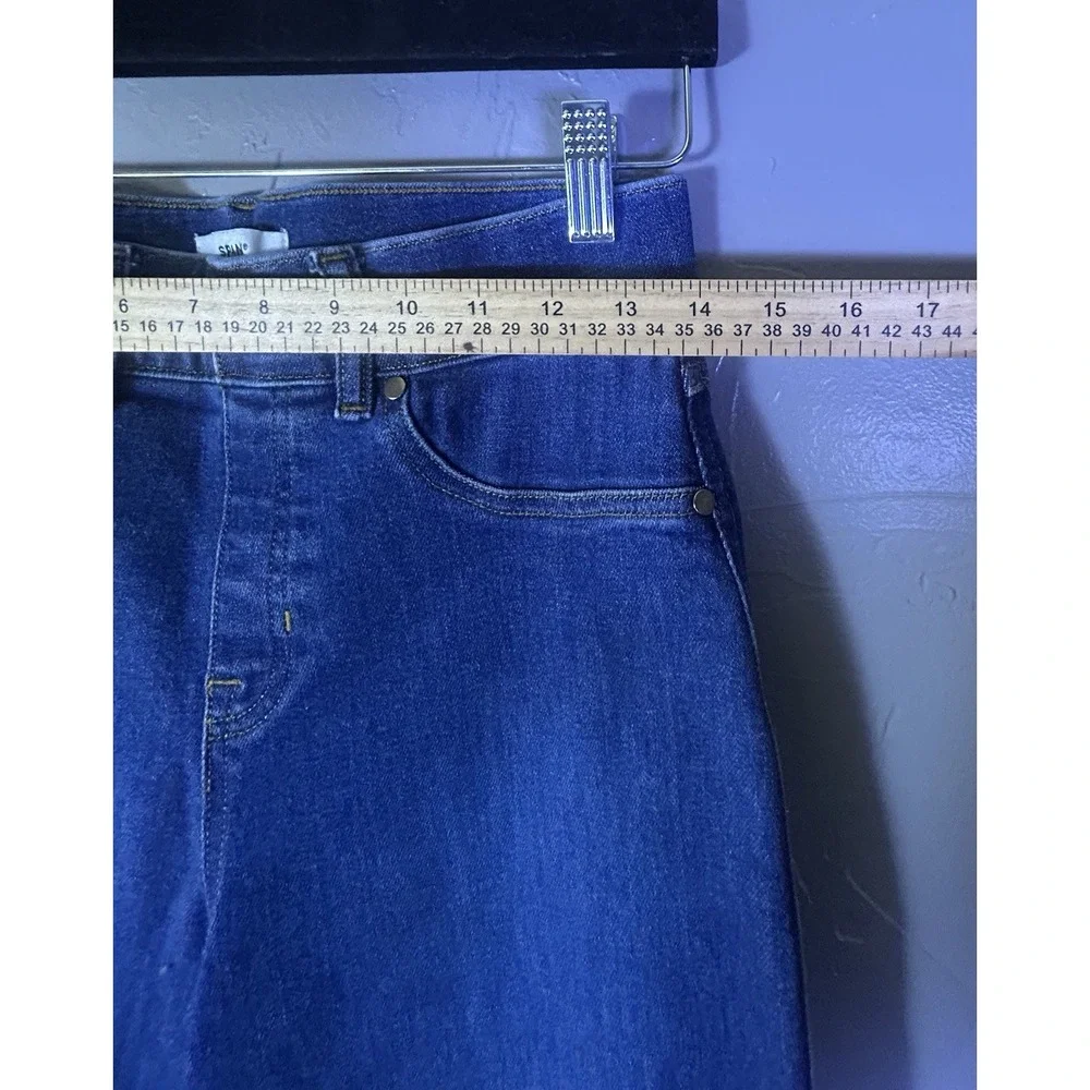 blue SPANXshape EveryWear cropped wide-leg jeans high-rise pull-on Small Petite